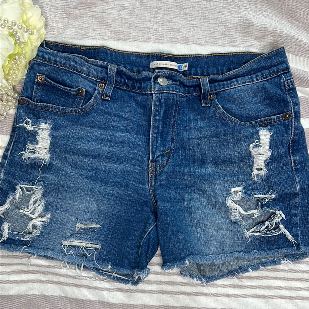 Levis Blue Jean cut off Shorts Distressed Cut-Off Style size size 29 - Picture 5 of 9